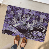 Japanese Hawaiian Crane Rubber Doormat Purple Tapa Patchwork Pattern