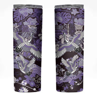 Japanese Hawaiian Crane Skinny Tumbler Purple Tapa Patchwork Pattern LT9 Purple - Polynesian Pride