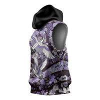 Japanese Hawaiian Crane Sleeveless Hoodie Purple Tapa Patchwork Pattern LT9 - Polynesian Pride