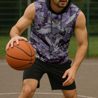 Japanese Hawaiian Crane Sleeveless Hoodie Purple Tapa Patchwork Pattern LT9 - Polynesian Pride
