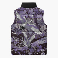 Japanese Hawaiian Crane Sleeveless Puffer Jacket Purple Tapa Patchwork Pattern LT9 - Polynesian Pride