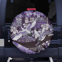 Japanese Hawaiian Crane Spare Tire Cover Purple Tapa Patchwork Pattern LT9 No hole Purple - Polynesian Pride