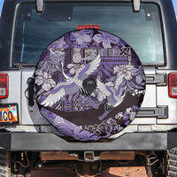 Japanese Hawaiian Crane Spare Tire Cover Purple Tapa Patchwork Pattern LT9 Purple - Polynesian Pride