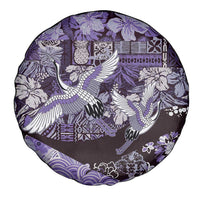Japanese Hawaiian Crane Spare Tire Cover Purple Tapa Patchwork Pattern LT9 - Polynesian Pride