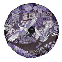 Japanese Hawaiian Crane Spare Tire Cover Purple Tapa Patchwork Pattern LT9 - Polynesian Pride