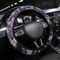 Japanese Hawaiian Crane Steering Wheel Cover Purple Tapa Patchwork Pattern LT9 Universal Fit Purple - Polynesian Pride