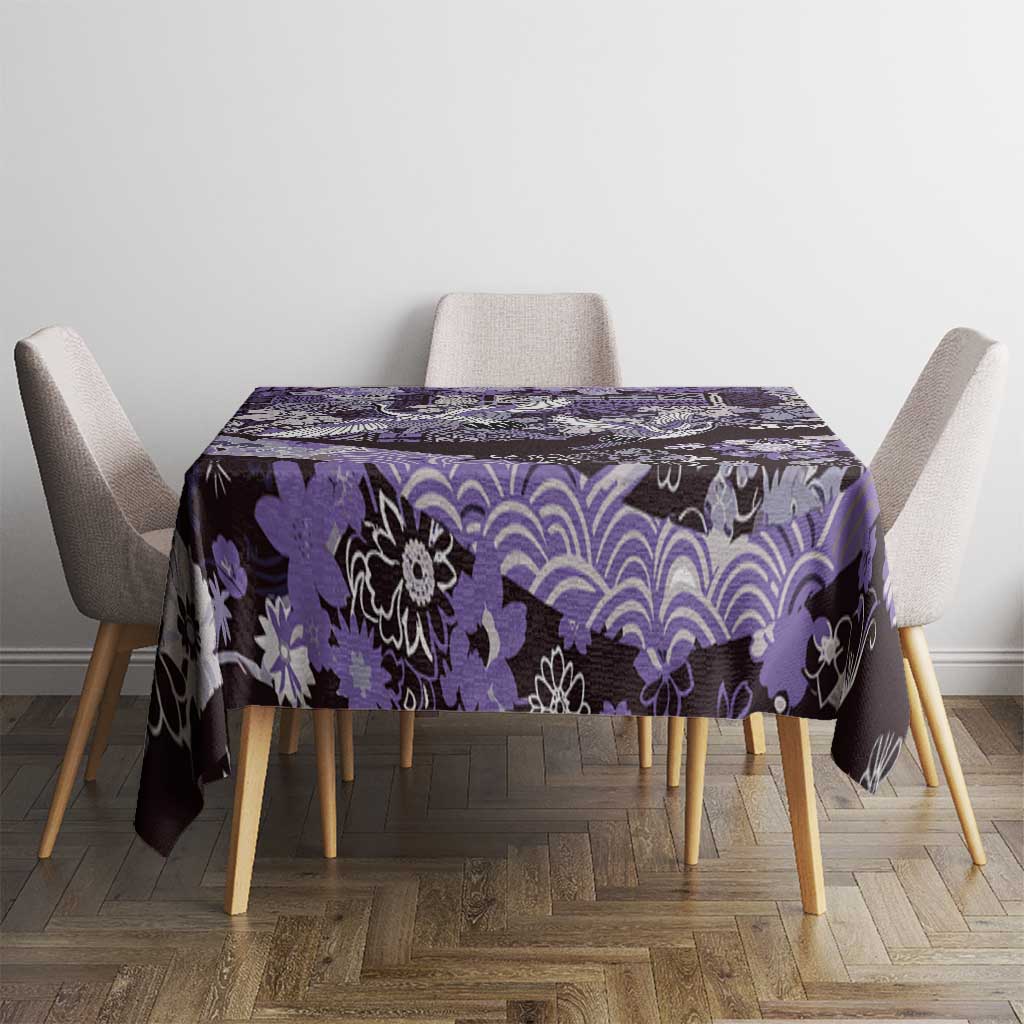 Japanese Hawaiian Crane Tablecloth Purple Tapa Patchwork Pattern LT9 - Polynesian Pride