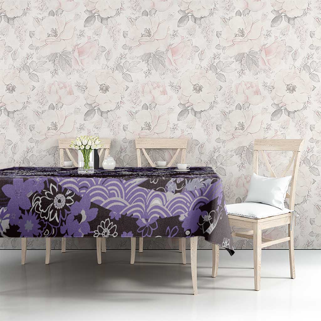 Japanese Hawaiian Crane Tablecloth Purple Tapa Patchwork Pattern LT9 - Polynesian Pride