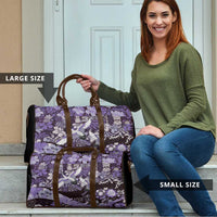 Japanese Hawaiian Crane Travel Bag Purple Tapa Patchwork Pattern LT9 - Polynesian Pride