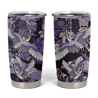 Japanese Hawaiian Crane Tumbler Cup Purple Tapa Patchwork Pattern LT9 Purple - Polynesian Pride
