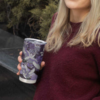 Japanese Hawaiian Crane Tumbler Cup Purple Tapa Patchwork Pattern LT9 - Polynesian Pride