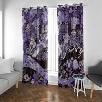 Japanese Hawaiian Crane Window Curtain Purple Tapa Patchwork Pattern LT9 With Grommets Purple - Polynesian Pride