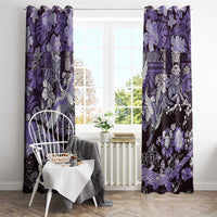 Japanese Hawaiian Crane Window Curtain Purple Tapa Patchwork Pattern LT9 - Polynesian Pride