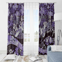 Japanese Hawaiian Crane Window Curtain Purple Tapa Patchwork Pattern LT9 - Polynesian Pride