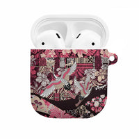Japanese Hawaiian Crane AirPods Case Soft Pink Tapa Patchwork Pattern
