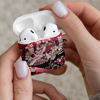 Japanese Hawaiian Crane AirPods Case Soft Pink Tapa Patchwork Pattern