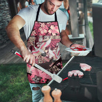 Japanese Hawaiian Crane Apron Soft Pink Tapa Patchwork Pattern LT9 - Polynesian Pride