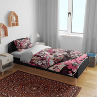 Japanese Hawaiian Crane Bedding Set Soft Pink Tapa Patchwork Pattern LT9 - Polynesian Pride