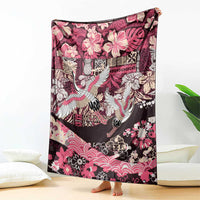 Japanese Hawaiian Crane Blanket Soft Pink Tapa Patchwork Pattern LT9 - Polynesian Pride