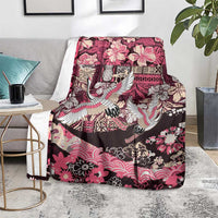 Japanese Hawaiian Crane Blanket Soft Pink Tapa Patchwork Pattern LT9 - Polynesian Pride