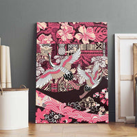 Japanese Hawaiian Crane Canvas Wall Art Soft Pink Tapa Patchwork Pattern LT9 - Polynesian Pride