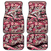 Japanese Hawaiian Crane Car Mats Soft Pink Tapa Patchwork Pattern LT9 - Polynesian Pride