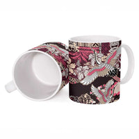 Japanese Hawaiian Crane Ceramic Mug Soft Pink Tapa Patchwork Pattern LT9 - Polynesian Pride