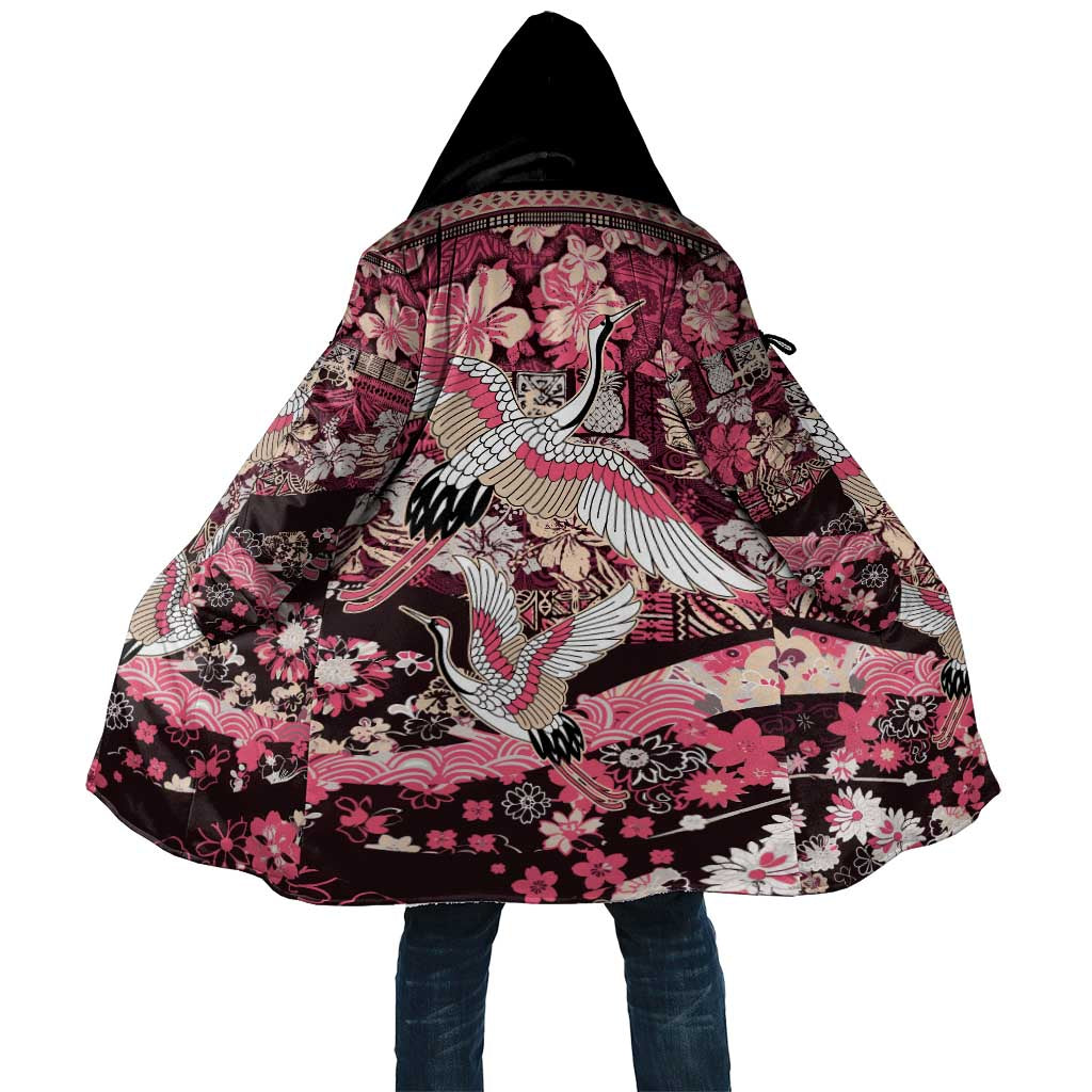 Japanese Hawaiian Crane Cloak Soft Pink Tapa Patchwork Pattern LT9 Unisex Pink - Polynesian Pride