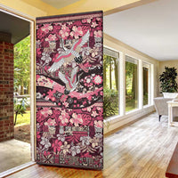 Japanese Hawaiian Crane Door Cover Soft Pink Tapa Patchwork Pattern LT9 - Polynesian Pride