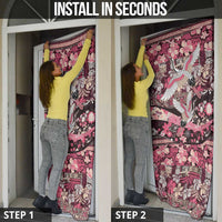 Japanese Hawaiian Crane Door Cover Soft Pink Tapa Patchwork Pattern LT9 - Polynesian Pride