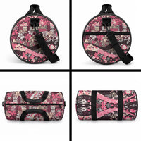Japanese Hawaiian Crane Duffle Bag Soft Pink Tapa Patchwork Pattern LT9 - Polynesian Pride