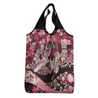 Japanese Hawaiian Crane Grocery Bag Soft Pink Tapa Patchwork Pattern LT9 - Polynesian Pride
