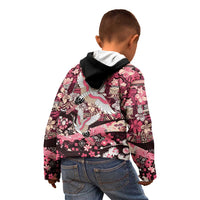 Japanese Hawaiian Crane Kid Hoodie Soft Pink Tapa Patchwork Pattern LT9 - Polynesian Pride