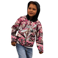 Japanese Hawaiian Crane Kid Hoodie Soft Pink Tapa Patchwork Pattern LT9 - Polynesian Pride