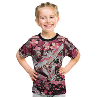 Japanese Hawaiian Crane Kid T Shirt Soft Pink Tapa Patchwork Pattern LT9 Pink - Polynesian Pride