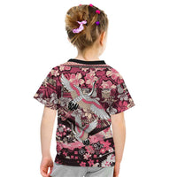 Japanese Hawaiian Crane Kid T Shirt Soft Pink Tapa Patchwork Pattern LT9 - Polynesian Pride