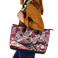 Japanese Hawaiian Crane Leather Tote Bag Soft Pink Tapa Patchwork Pattern LT9 Pink - Polynesian Pride