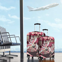 Japanese Hawaiian Crane Luggage Cover Soft Pink Tapa Patchwork Pattern