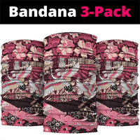 Japanese Hawaiian Crane Neck Gaiter Soft Pink Tapa Patchwork Pattern