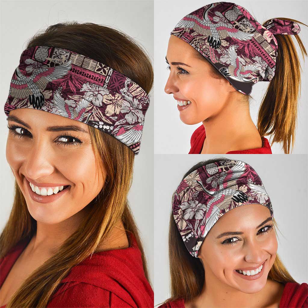 Japanese Hawaiian Crane Neck Gaiter Soft Pink Tapa Patchwork Pattern