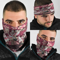 Japanese Hawaiian Crane Neck Gaiter Soft Pink Tapa Patchwork Pattern
