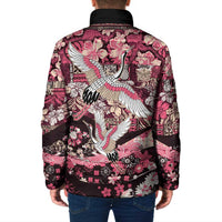 Japanese Hawaiian Crane Padded Jacket Soft Pink Tapa Patchwork Pattern LT9 - Polynesian Pride