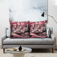 Japanese Hawaiian Crane Pillow Cover Soft Pink Tapa Patchwork Pattern LT9 - Polynesian Pride