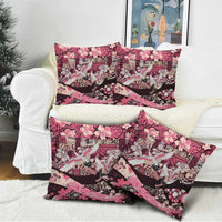 Japanese Hawaiian Crane Pillow Cover Soft Pink Tapa Patchwork Pattern LT9 - Polynesian Pride