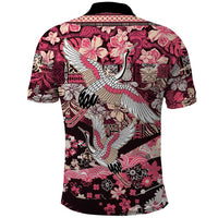 Japanese Hawaiian Crane Polo Shirt Soft Pink Tapa Patchwork Pattern LT9 - Polynesian Pride