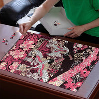 Japanese Hawaiian Crane Puzzle Soft Pink Tapa Patchwork Pattern LT9 - Polynesian Pride
