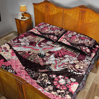 Japanese Hawaiian Crane Quilt Bed Set Soft Pink Tapa Patchwork Pattern LT9 - Polynesian Pride