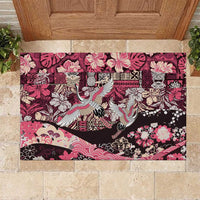 Japanese Hawaiian Crane Rubber Doormat Soft Pink Tapa Patchwork Pattern LT9 Pink - Polynesian Pride