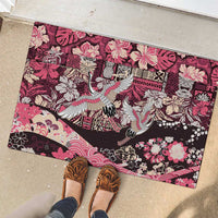 Japanese Hawaiian Crane Rubber Doormat Soft Pink Tapa Patchwork Pattern LT9 - Polynesian Pride