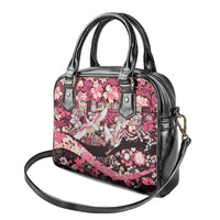 Japanese Hawaiian Crane Shoulder Handbag Soft Pink Tapa Patchwork Pattern LT9 - Polynesian Pride